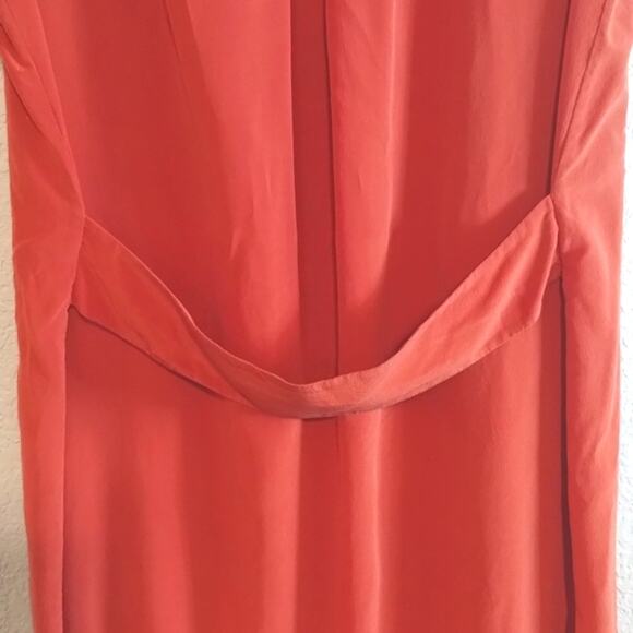 All Saints Luna Silk Crepe de Chine Midi Sleeveless Dress Red/Burnt Orange 6 - Picture 9 of 9